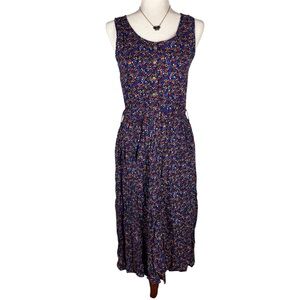 Vintage Erika Abstract Print Button Front Midi Dress with Belt M Retro Artsy